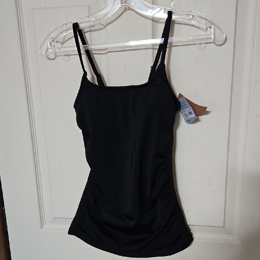 SHADE & SHORE BLACK TANKINI TOP: NEW WITH TAGS: SIZE XS (0-2)